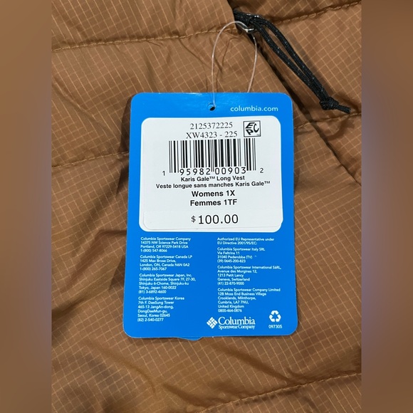 Womens 1X Plus Size Columbia Karis Gale Long Vest Brown Puffer Insulated New Tag - Picture 15 of 16